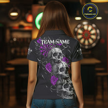 Load image into Gallery viewer, Custom Purple Roses Blood Dripping Skull Dartboard Women Darts Polo Shirt  Dart Jerseys NYN1928