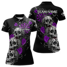 Load image into Gallery viewer, Custom Purple Roses Blood Dripping Skull Dartboard Women Darts Polo Shirt  Dart Jerseys NYN1928