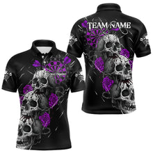Load image into Gallery viewer, Custom Purple Roses Blood Dripping Skull Dartboard Men Darts Polo Shirt  Dart Jerseys NYN1928