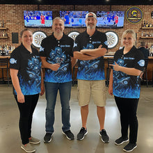 Load image into Gallery viewer, Custom Blue Flames Shark And Skull 3D Women Darts Polo League Shirts Funny Dart Jerseys NYN2203