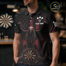 Load image into Gallery viewer, Red Gothic Eagle Skull Dartboard Custom Men Darts Polo Shirt Grunge US Flag Dart Jerseys NYN1943
