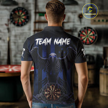 Load image into Gallery viewer, Blue Gothic Eagle Skull Dartboard Custom Men Darts Polo Shirt Grunge US Flag Dart Jerseys NYN1944