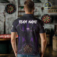 Load image into Gallery viewer, Purple Gothic Eagle Skull Dartboard Custom Men Darts Polo Shirt Grunge US Flag Dart Jerseys NYN1945