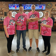 Load image into Gallery viewer, Custom Pink Flamingo Camouflage Dartboard Women Darts Quarter-Zip League Shirts Funny Dart Jerseys NYN2206