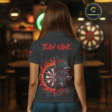 Load image into Gallery viewer, Red Wolfs Flames Dartboard Custom Funny Darts Polo Shirt For Women Grunge Dart Jerseys NYN1953
