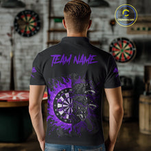 Load image into Gallery viewer, Purple Wolfs Flames Dartboard Custom Darts Polo Shirt For Men Grunge Dart Jerseys NYN1954