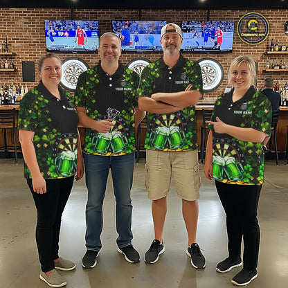 Cheer Beer & Play Dartboard Shamrock Men Darts Quarter-Zip Shirt Custom St Patrick's Day Darts Jersey NYN2534