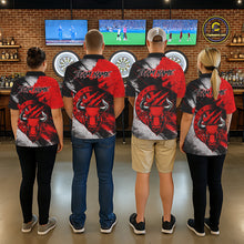 Load image into Gallery viewer, Custom Red Grunge Funny Bull Darts Polo &amp; 1/4 Zip Shirt For Women Bull Darts Team Jerseys NYN2890