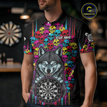 Load image into Gallery viewer, Multi-Color Skull Funny Wolf Dartboard Custom Darts Polo Shirt For Men Dart Team Gifts NYN2000