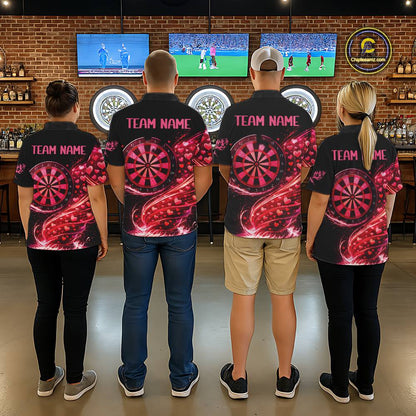 Funny Pink Hearts Tornado Dartboard Men Darts Valentine Shirt Custom Dart 1/4-Zip Couple Gifts NYN2536