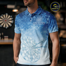 Load image into Gallery viewer, White &amp; Blue Snowflakes Ice Dartboard Custom Polo Dart Shirt For Men Xmas Dart Jerseys NYN2024