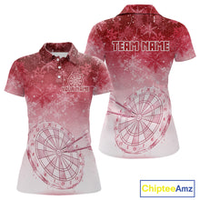 Load image into Gallery viewer, White &amp; Red Snowflakes Ice Dartboard Custom Polo Dart Shirt For Women Xmas Dart Jerseys NYN2025
