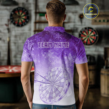 Load image into Gallery viewer, White &amp; Purple Snowflakes Ice Dartboard Custom Polo Dart Shirt For Men Xmas Dart Jerseys NYN2026