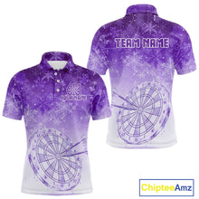 Load image into Gallery viewer, White &amp; Purple Snowflakes Ice Dartboard Custom Polo Dart Shirt For Men Xmas Dart Jerseys NYN2026