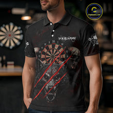 Load image into Gallery viewer, Red Blood Scratch Wolf Men Darts Polo Shirt Custom Name &amp; Team Skull Dart League Shirt NYN2054