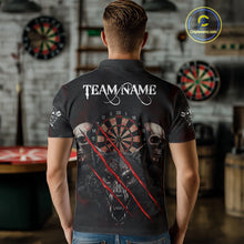 Load image into Gallery viewer, Red Blood Scratch Wolf Men Darts Polo Shirt Custom Name &amp; Team Skull Dart League Shirt NYN2054