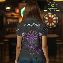 Load image into Gallery viewer, Purple Blood Scratch Wolf Women Darts Polo Shirt Custom Name &amp; Team Skull Dart League Shirt NYN2055