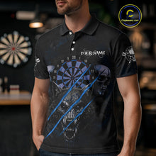 Load image into Gallery viewer, Blue Blood Scratch Wolf Men Darts Polo Shirt Custom Name &amp; Team Skull Dart League Shirt NYN2056