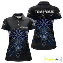 Load image into Gallery viewer, Blue Blood Scratch Wolf Women Darts Polo Shirt Custom Name &amp; Team Skull Dart League Shirt NYN2056