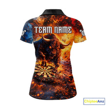 Load image into Gallery viewer, Colorful Splatter Funny Bull Cracked Dartboard Women Dart Polo Shirts Custom Dart Team Jerseys NYN2730