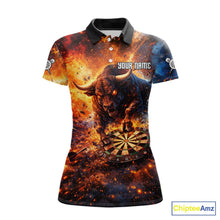 Load image into Gallery viewer, Colorful Splatter Funny Bull Cracked Dartboard Women Dart Polo Shirts Custom Dart Team Jerseys NYN2730