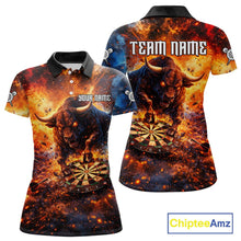Load image into Gallery viewer, Colorful Splatter Funny Bull Cracked Dartboard Women Dart Polo Shirts Custom Dart Team Jerseys NYN2730