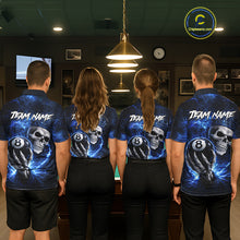 Load image into Gallery viewer, Blue Crown Skull Holding Thunder Pool 8 Ball Billiard Shirt For Men Custom Billiard Team Attire NYN2602