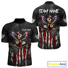 Load image into Gallery viewer, Smoke Grunge US Flag Eagle 8 Ball Cue Billiard Pool Shirt For Men Custom Patriotic Billiard Appeal NYN2763