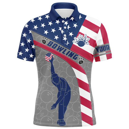Camo US Flag Bowling Shirt Patritotic Bowling Team Jersey Polo Bowling Shirt for Men QZT256