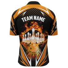 Load image into Gallery viewer, Orange Bowling Shirt Camo Bowling Shirt Customized Flame Bowling Jersey Unisex 1/4 Zip Shirt for Men QZT259