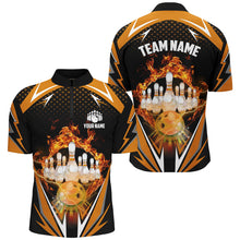 Load image into Gallery viewer, Orange Bowling Shirt Camo Bowling Shirt Customized Flame Bowling Jersey Unisex 1/4 Zip Shirt for Men QZT259