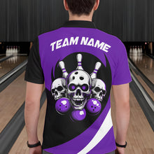 Load image into Gallery viewer, Custom Purple Skull Bowling Shirt Polo Bowling Jersey for Men Women Bowling Outfit QZT671