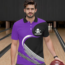 Load image into Gallery viewer, Custom Purple Skull Bowling Shirt Polo Bowling Jersey for Men Women Bowling Outfit QZT671