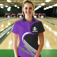 Load image into Gallery viewer, Custom Purple Skull Bowling Shirt Polo Bowling Jersey for Men Women Bowling Outfit QZT671
