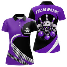 Load image into Gallery viewer, Custom Purple Skull Bowling Shirt Polo Bowling Jersey for Men Women Bowling Outfit QZT671