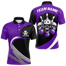 Load image into Gallery viewer, Custom Purple Skull Bowling Shirt Polo Bowling Jersey for Men Women Bowling Outfit QZT671