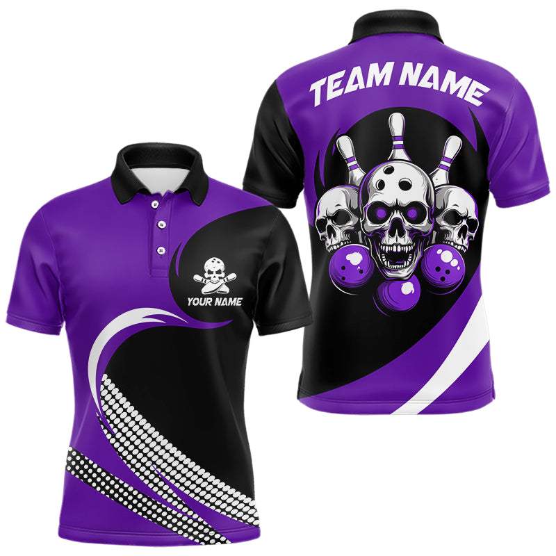 Custom Purple Skull Bowling Shirt Polo Bowling Jersey for Men Women Bowling Outfit QZT671
