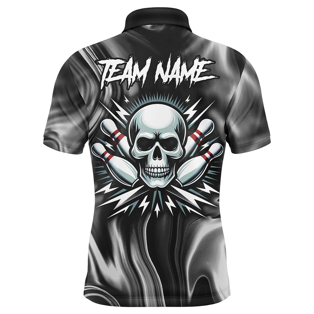 Skull Bowling Shirt Personalized Bowling Team League Skull Polo Shirt for Men QZT285