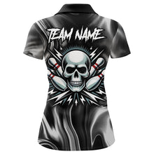 Load image into Gallery viewer, Skull Bowling Shirt Personalized Bowling Team League Skull Polo Shirt for Women QZT285