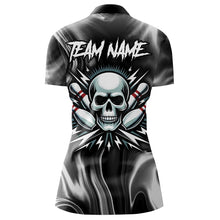 Load image into Gallery viewer, Skull Bowling Shirt Personalized Bowling Team League Skull 1/4 Zip Shirt for Women QZT285