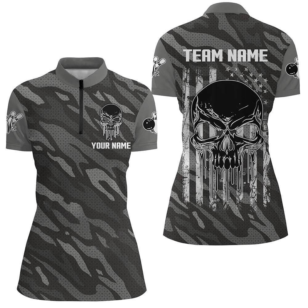 Personalized 1/4 Zip Bowling Jerseys for Women Bowling Shirt Unisex QZT282