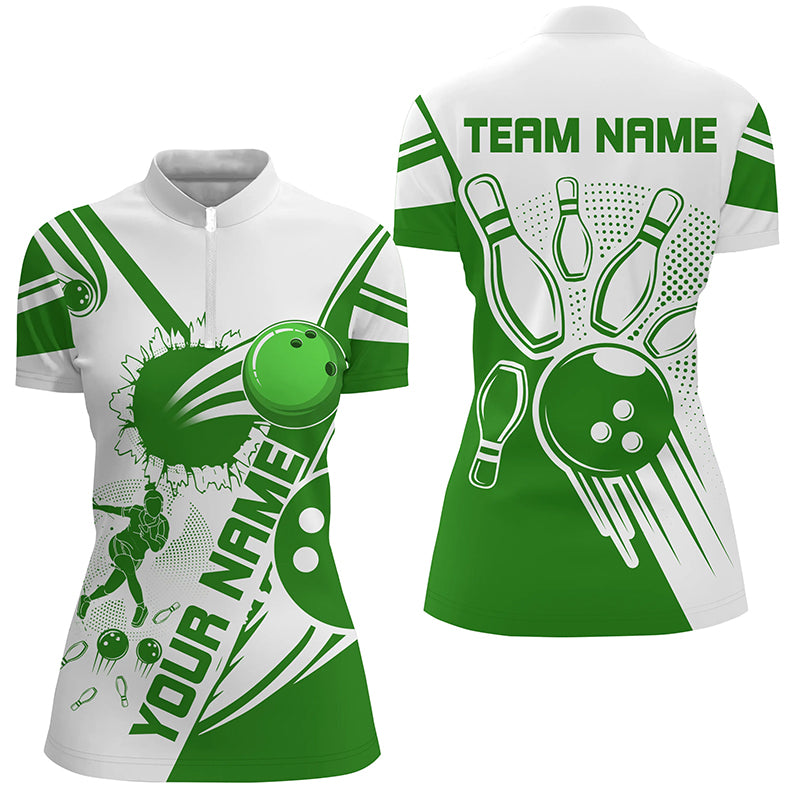 Personalized Bowling Shirt for Women Bowling Team League 1/4 Zip Shirt for Women QZT408