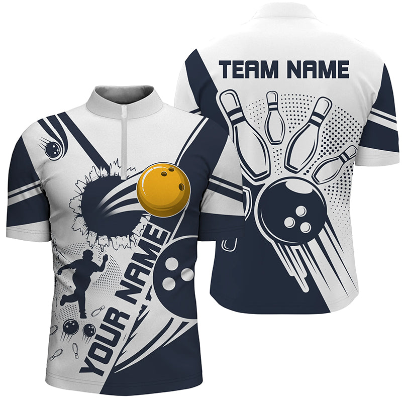 Personalized Bowling Shirt for Men Bowling Team League 1/4 Zip Shirt for Men QZT408