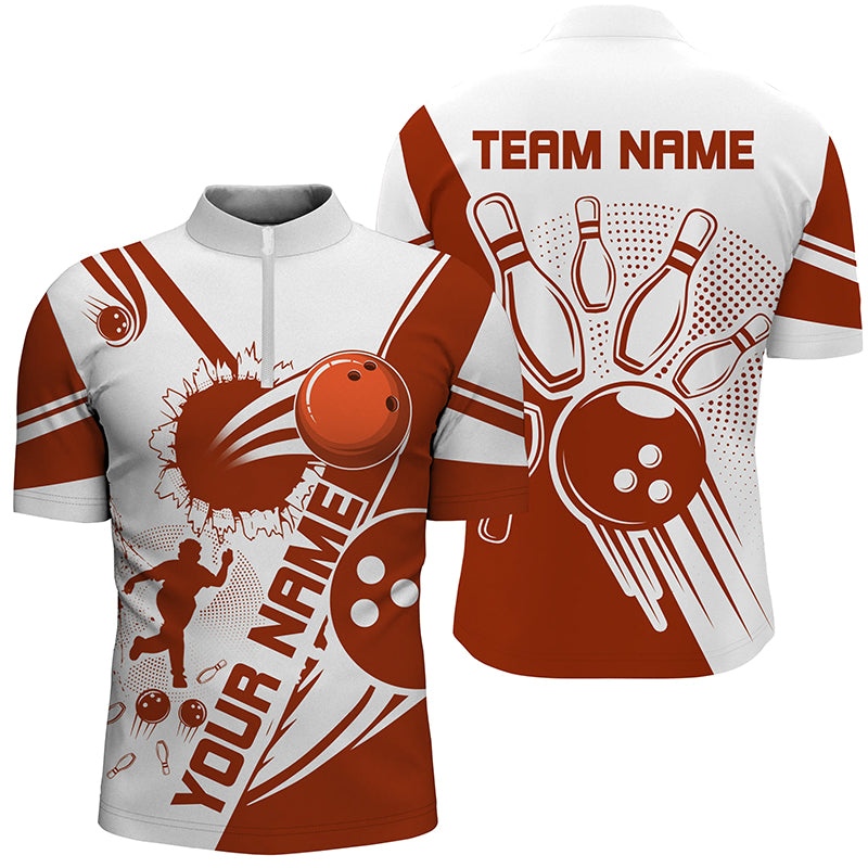 Personalized Bowling Shirt for Men Bowling Team League 1/4 Zip Shirt for Men QZT408