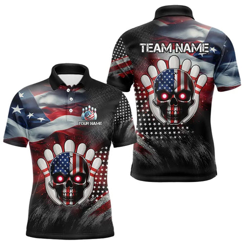 US Flag Bowling Polo Shirt for Men and Women Custom Bowling Team League QZT600