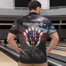 Load image into Gallery viewer, US Flag Bowling Quarter-Zip Shirt for Men and Women Custom Bowling Team League QZT600