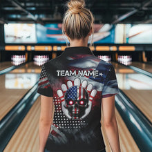 Load image into Gallery viewer, US Flag Bowling Quarter-Zip Shirt for Men and Women Custom Bowling Team League QZT600