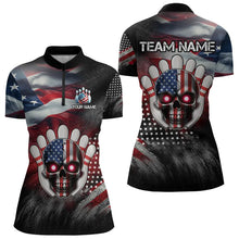 Load image into Gallery viewer, US Flag Bowling Quarter-Zip Shirt for Men and Women Custom Bowling Team League QZT600