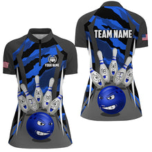 Load image into Gallery viewer, Custom Camo Bowling Shirt Women Bowling Team Jersey Quarter Zip Bowlwing Shirt QZT457