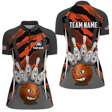 Load image into Gallery viewer, Custom Camo Bowling Shirt Women Bowling Team Jersey Quarter Zip Bowlwing Shirt QZT457